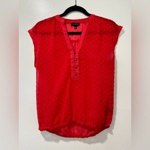 The Limited Women Coral Pink V-Neck Short Sleeve Blouse Transparent Size XS EUC